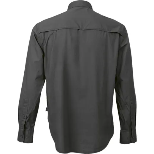 Mens Heritage Stretch Long Sleeve Shirt Charcoal Back